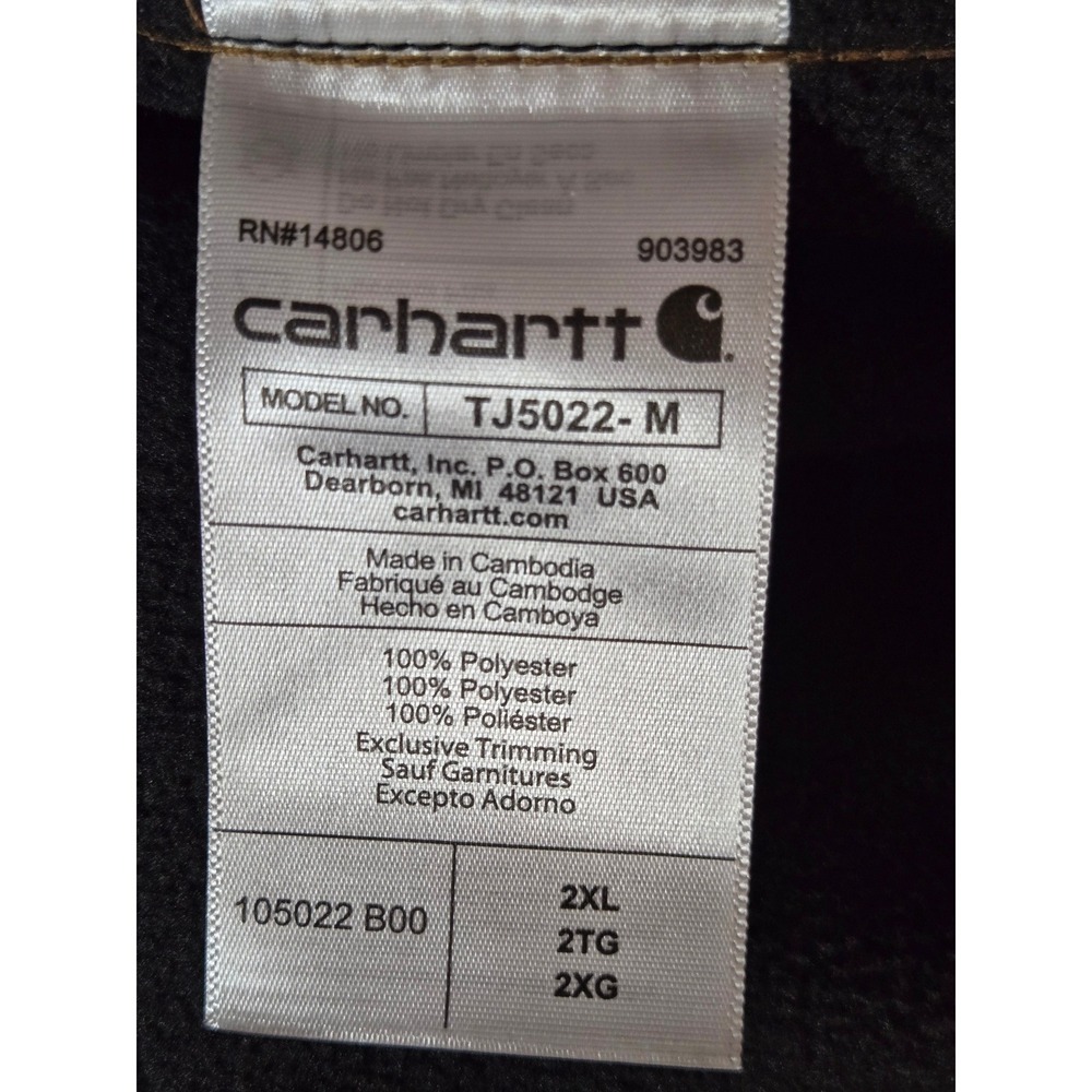 Carhartt Mens 2XL Jacket Rain Defender Relaxed Fit Hooded Tan Brown Thick - Picture 6 of 10